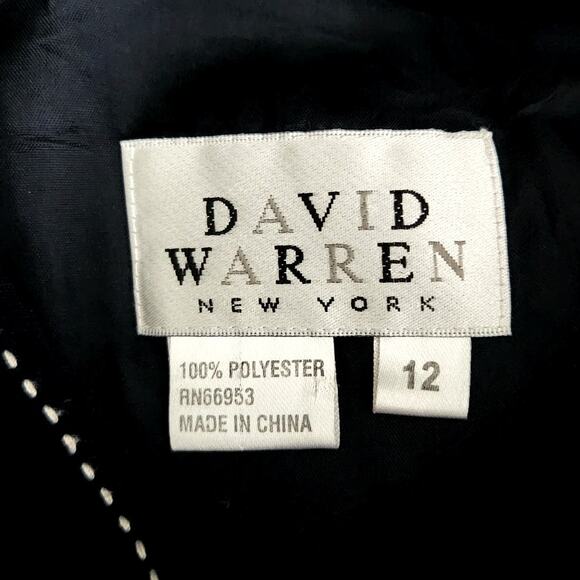 SALE David Warren Navy Blue Sheath Dress with Contrasting White Stitches - Picture 2 of 5